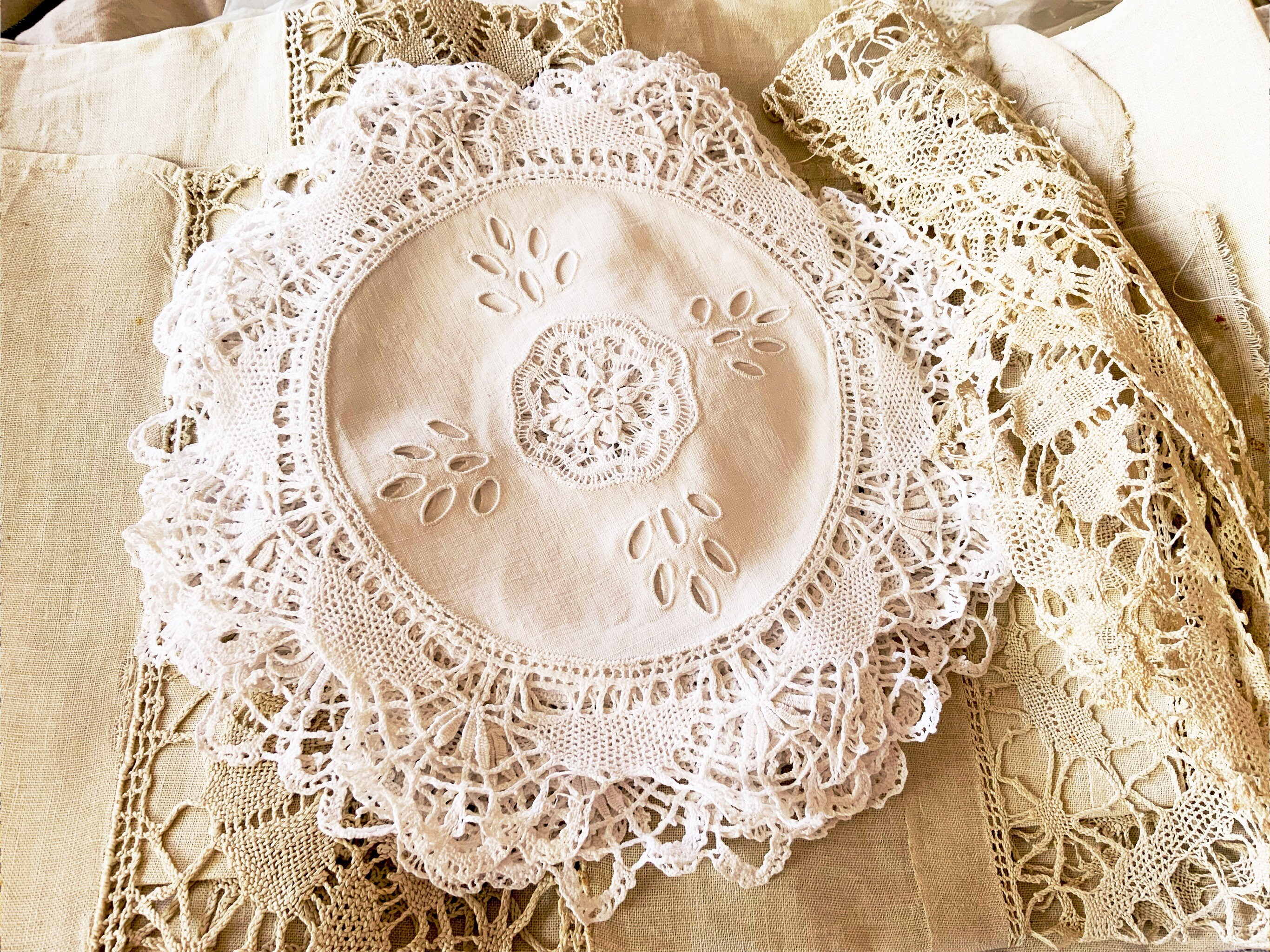 1930s Hand Made Tenerife Lace Half Apron