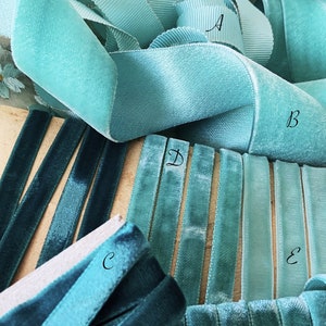 Vintage Turquoise Velvet & Petersham