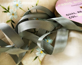 Vintage Grey Paris Binding Ribbon - Floppy Rayon & Cotton - Craft Hats Ribbon Embroidery