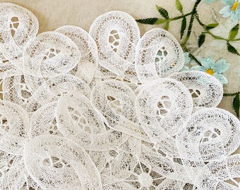 Handmade White Vintage Fine Battenberg Lace Doily / Motive - Patch Appliqué