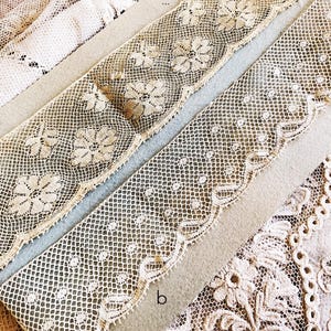 Restes de dentelle de Valenciennes vintage française - Artisanat déguisements pour poupées