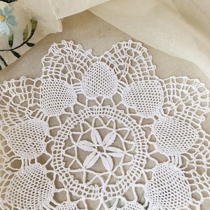 Fine White Handmade Lace Doily - Vintage Decor