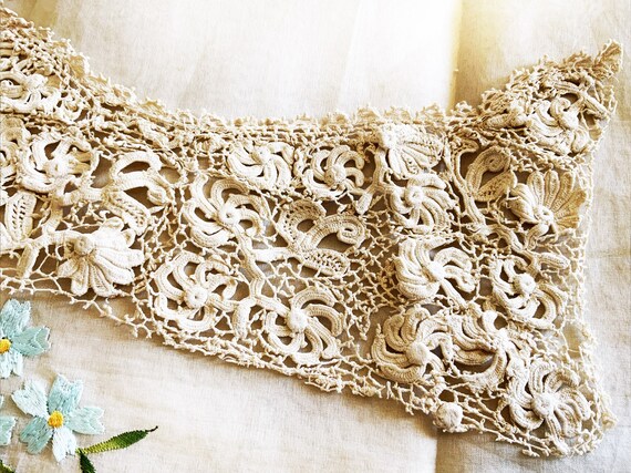 Antique Handmade Yoke - IrIsh Crochet Linen Lace … - image 1