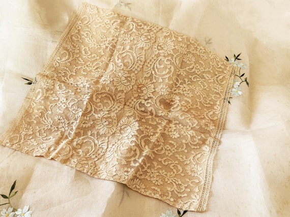 Vintage Hand Stitched Ecru French Lace Modesty Pa… - image 4