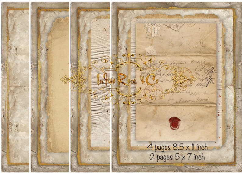 PAPERPACK #1 Grunge Old Paper Pages Gilt Framing Scrapbook Background Photo Mat Lace Craft Digital Download Printable Collage Decoupage