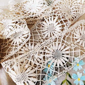 Renda de bilro de linho francês vintage feita à mão - Almofadas de fantasias artesanais recuperadas