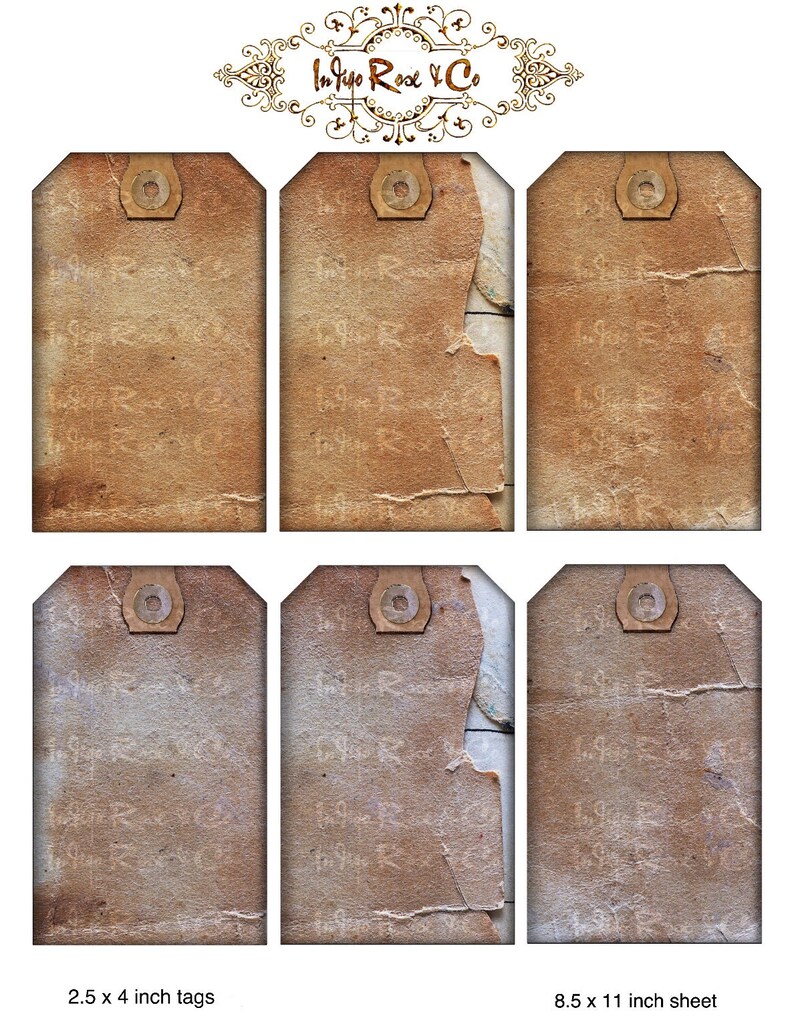 BLANK Plain Writable Gift TAG LABEL Earthy Rustic Torn Organize Craft Store Add Text Printable Digital Download Scrapbook Shabby Chic