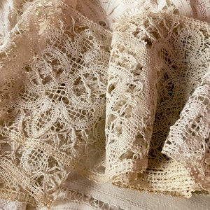 Natural Linen Handmade Vintage French Bobbin Lace - Craft Costumes Cushions