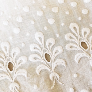 Pretty Cutter - Hand Embroidered Pure White Anglaise Lace - Eyelets - Salvage