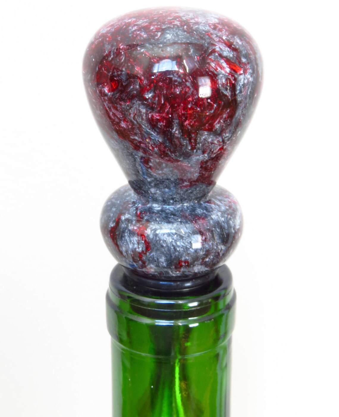 Silver and Red Wine Bottle Stopper Alumilite Resin Etsy
