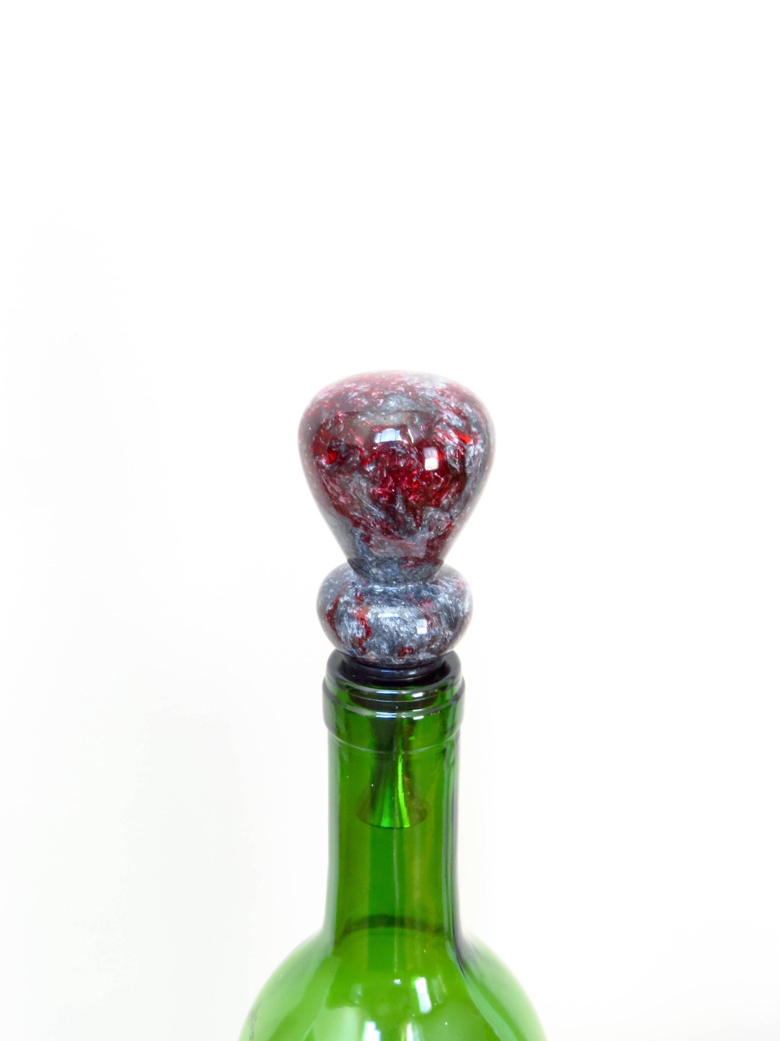 Silver and Red Wine Bottle Stopper Alumilite Resin Etsy