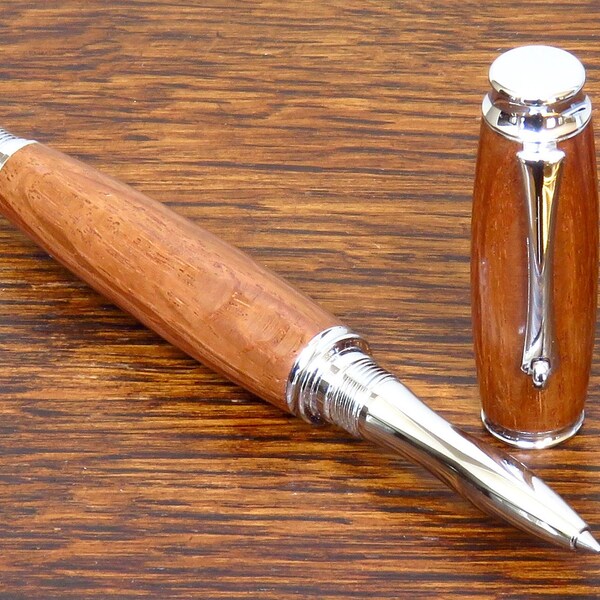 Exotic Wood Pen, Australian Sheoak, Chrome Metro Pen, Hand Turned, Executive Pen, Schmidt Ink Refill, Wooden Rollerball, Handcrafted