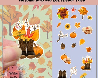 Autumn stickers, Fall stickers, planner stickers, die cut stickers, journal stickers, scrapbook stickers, pumpkin stickers, ephemera, Autumn