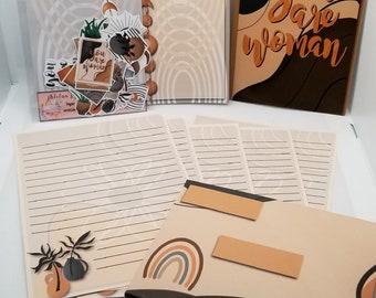 Boho style, letter writing set, stationery paper, lined stationery, stationery gift set, secretary's appreciation gift set, boho