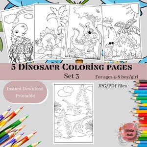 Dinosaurier Malvorlagen, Set 3, Dinosaurier für Mädchen, Jungen, Dinosaurier Malvorlagen, druckbare Malvorlagen, Kinderaktivität, Dinosaurier zum Ausdrucken