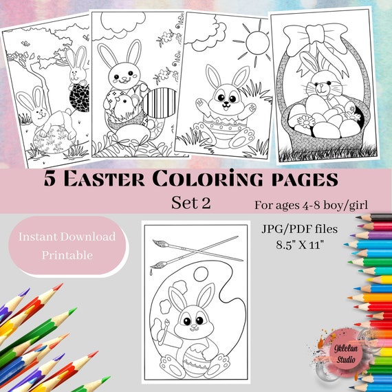 Easter Coloring Pages for Kids Set 2 Printable Coloring 