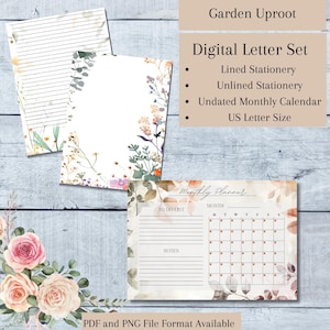 Garden, Flowers, Printable Stationery, Printable Writing Paper, Letter Writing Paper, Writing Set, Notepaper, Calendar, Planner, Stationery
