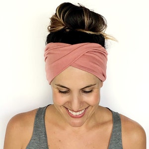 Blush Double Twist Headband - Turban Headband - Wide Headband - Yoga Headband - Workout Headband - Nurse Headband