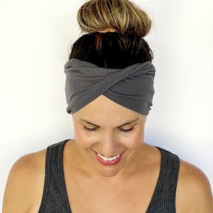 Slate Grey Twist Headband - Turban Headband - Wide Headband - Yoga Headband - Workout Headband - Nurse Headband -  Headband