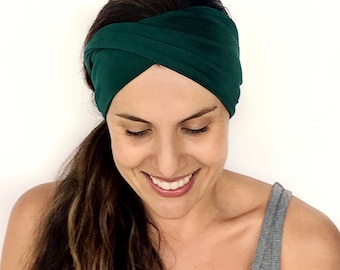 Emerald Double Twist Headband - Turban Headband - Wide Headband - Yoga Headband - Workout Headband