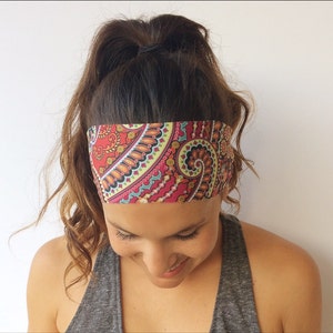 Yoga Running Headband Wild Abandon Print Workout Headband Fitness Wide Nonslip Headband image 1