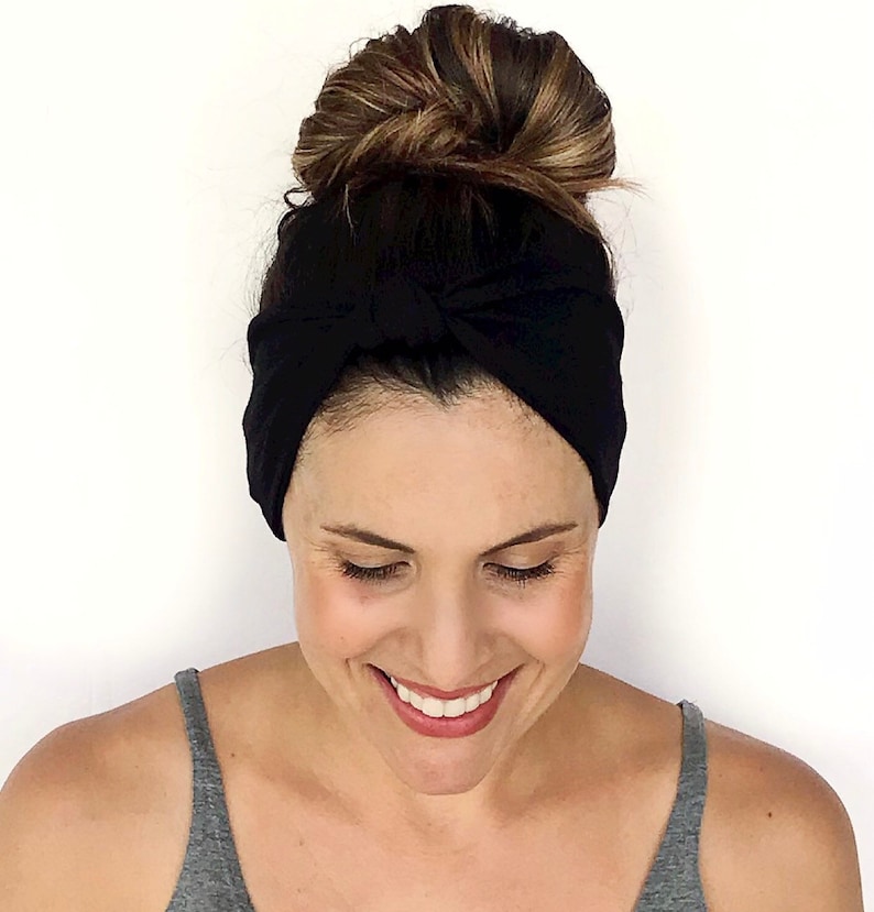 Black Knotted Headband Turban Headband Wide Headband Etsy