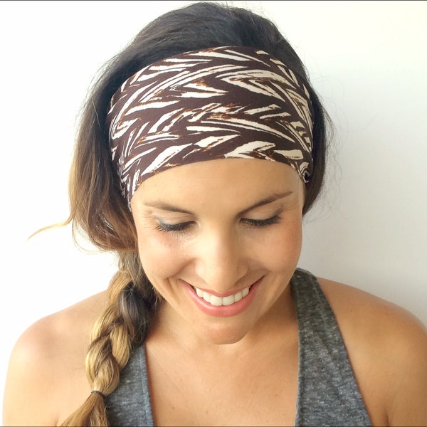 yoga headband - Workout Headband - Running Headband -Fitness Headband - Bamboo Print - Boho Wide Headband
