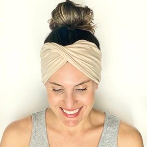 Natural Twist Headband - Turban Headband - Wide Headband - Yoga Headband - Workout Headband
