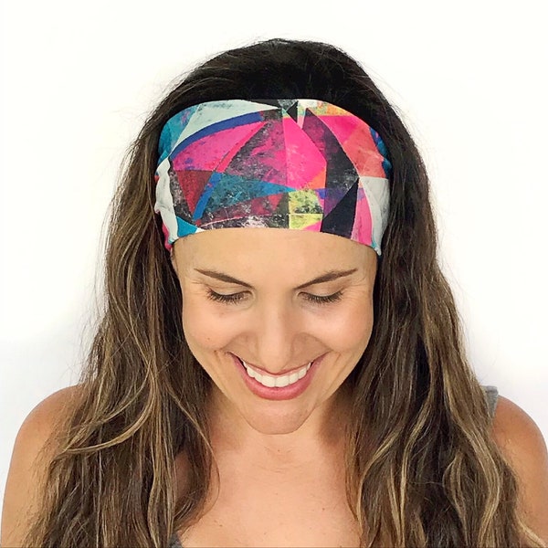 Yoga Headband - Running Headband - Workout Headband - Fitness Headband - Mod Print - Boho Wide Headband