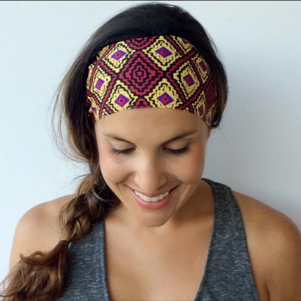 SALE Yoga Headband - Fitness Headband - Workout Headband - Running - Acholi Print - Non Slip - Boho Headband