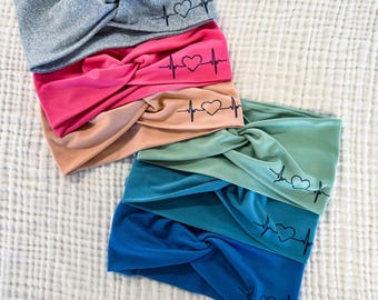 Diadema de frecuencia cardíaca para enfermeras - Diademas para el cuidado de la salud - Diadema para la escuela de enfermería - Diadema médica - Bonita diadema de enfermera con turbante - Regalo para enfermeras