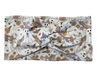 Halloween-Stirnband Mit Geist-Strass – Elastisches, Breites Knotenband Für Frauen & Mädchen