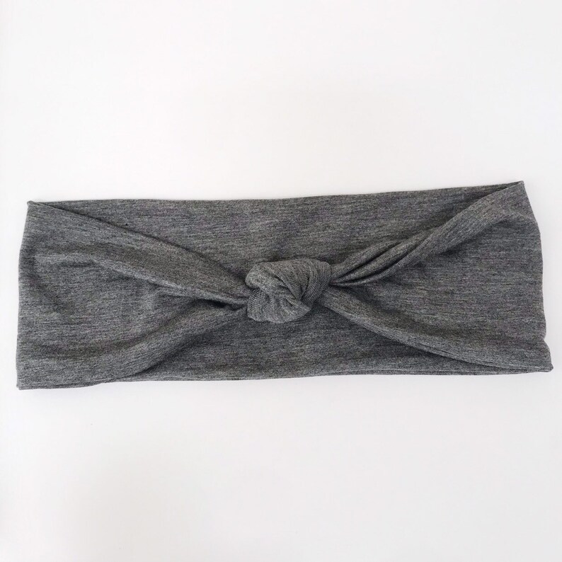 Heather Grey Knotted Headband Turban Headband Wide Headband Yoga Headband Knotted Headband image 2