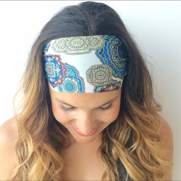 Yoga Headband - Workout Headband - Running Headband -Fitness Headband - Soul Seeker Print  - Boho Wide Headband