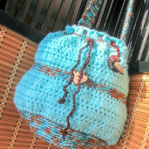 Crochet Bucket Bag Cross Body Shoulder Purse Fundraiser//Crochet Lined Cross Body Drawstring Bucket Bag With Pocket//Blue Bucket Bag Purse