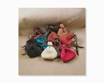 Ten Little Drawstring Pouches, Color: Mixed - Soft Strong Hand Stitched Deerskin, 2-1/2 x 2-1/2-inches - Gift Packages, Small Items, Dice