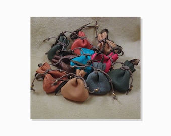 Ten Little Drawstring Pouches, Color: Mixed - Soft Strong Hand Stitched Deerskin, 2-1/2 x 2-1/2-inches - Gift Packages, Small Items, Dice