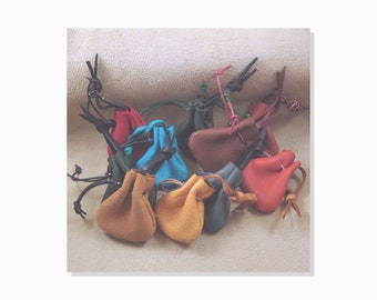 Ten Little Drawstring Pouches, Color: Mixed - Soft Strong Hand Stitched Deerskin, 2-1/2 x 2-1/2-inches - Gift Packages, Small Items, Dice