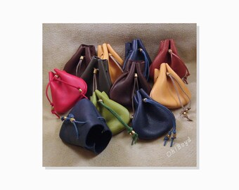 Eleven Small Leather Drawstring Pouches, Colors - Mixed - Soft, Strong, Size: 3 x 3-inches - Little Gifts, Gems, Rocks, Game Pieces, Gold