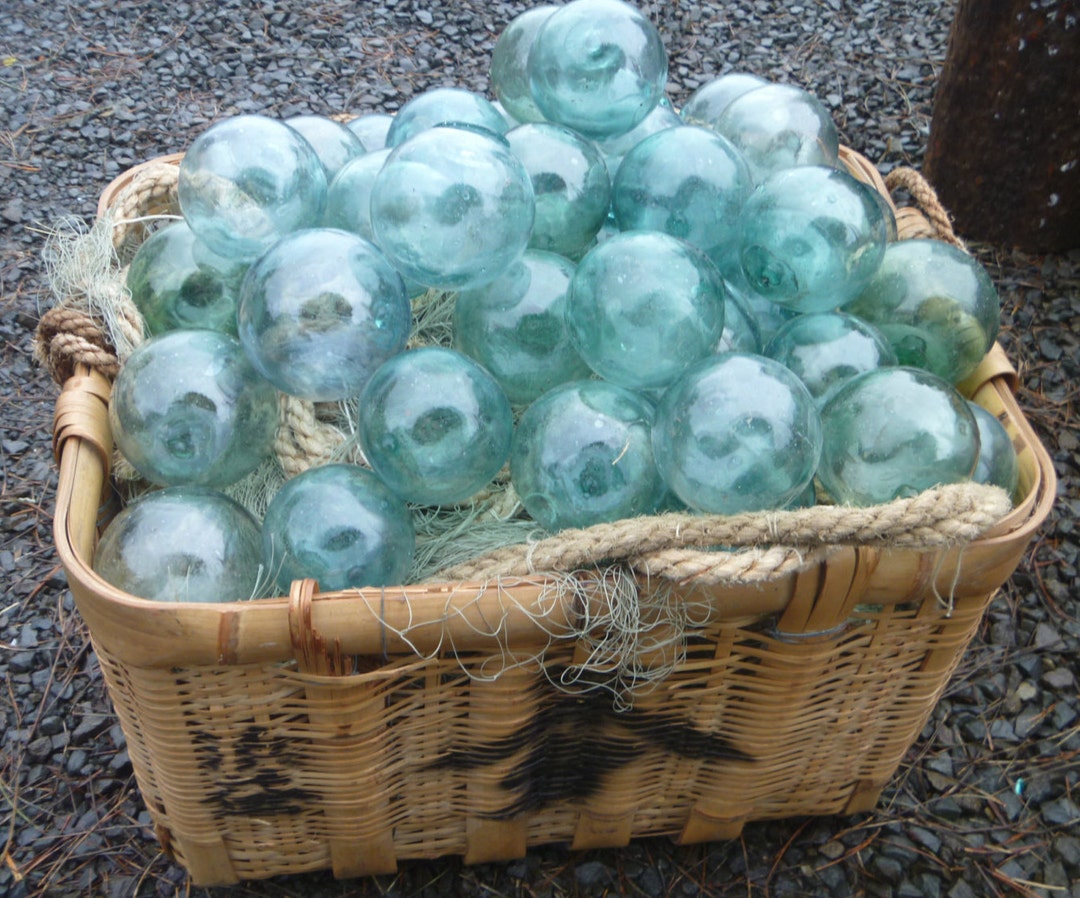 Vintage Japanese Glass FLOATS approx. 3 Lot of 9 Ocean Fishing Decor