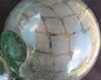 Japanese Glass Floats Lot-5 Sand-GLAZED Mixed Sizes Sea Green Former Net Print Maritime Tiki Decor Antiques!