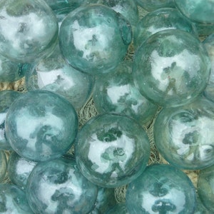 Japanisches Glas FLOATS 3 &quot;Lot von 3 Aqua / Blau-Grüns Vintage Antiquitäten