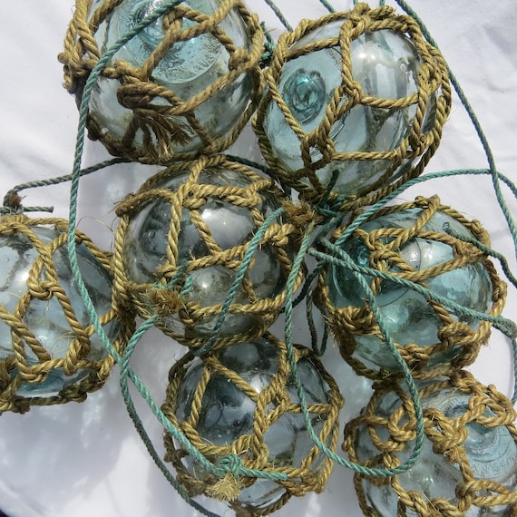 Japanese Glass FLOATS 3 Lot of 7 Gold/brown-net Blue-green Aqua Long  Strings Netted Ocean Fishing Decor Authentic Artisan Vintage -  Ireland