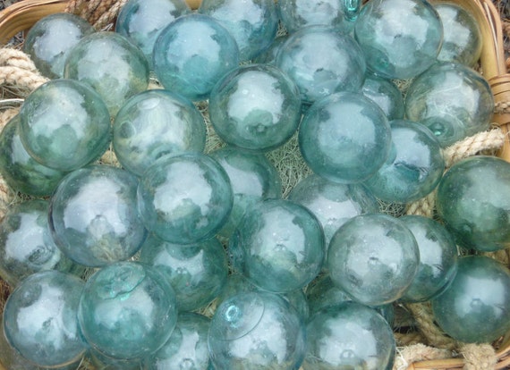 Japanese Glass Fishing Floats 3-3.5/" Lot-9 *Antique Nets* Maritime Relics Vntg