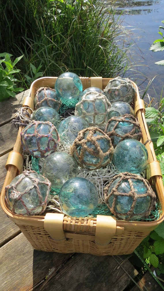 Japanese Glass Fishing FLOATS 3 Mixed Lot 16 Netted Un-netted