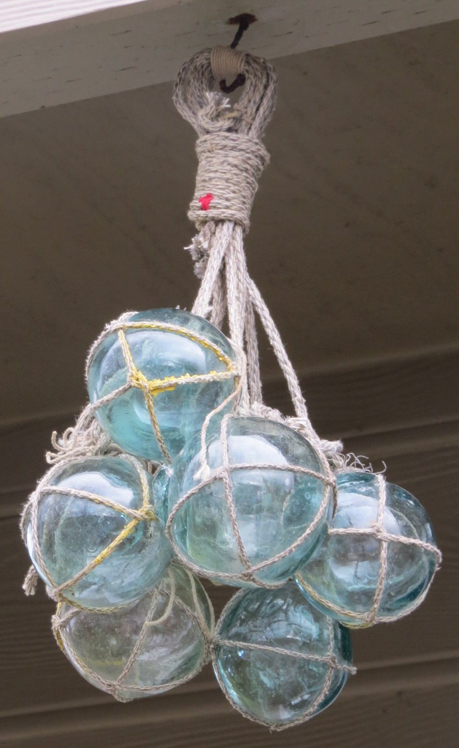 Japanese Fishing Floats 7 2 Glass Netted Hanging Etsy