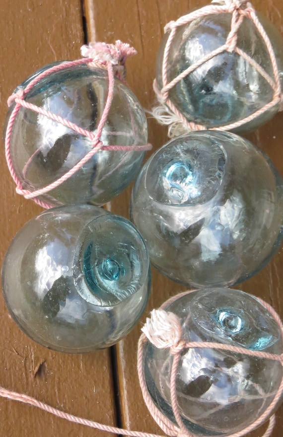 Japanese Glass FLOATS 2 Lot-5 Mixed: Faded Pink Netting & Un-netted Aqua  Shades Maker's Mark Ocean Fishing Artisan Antique -  Canada