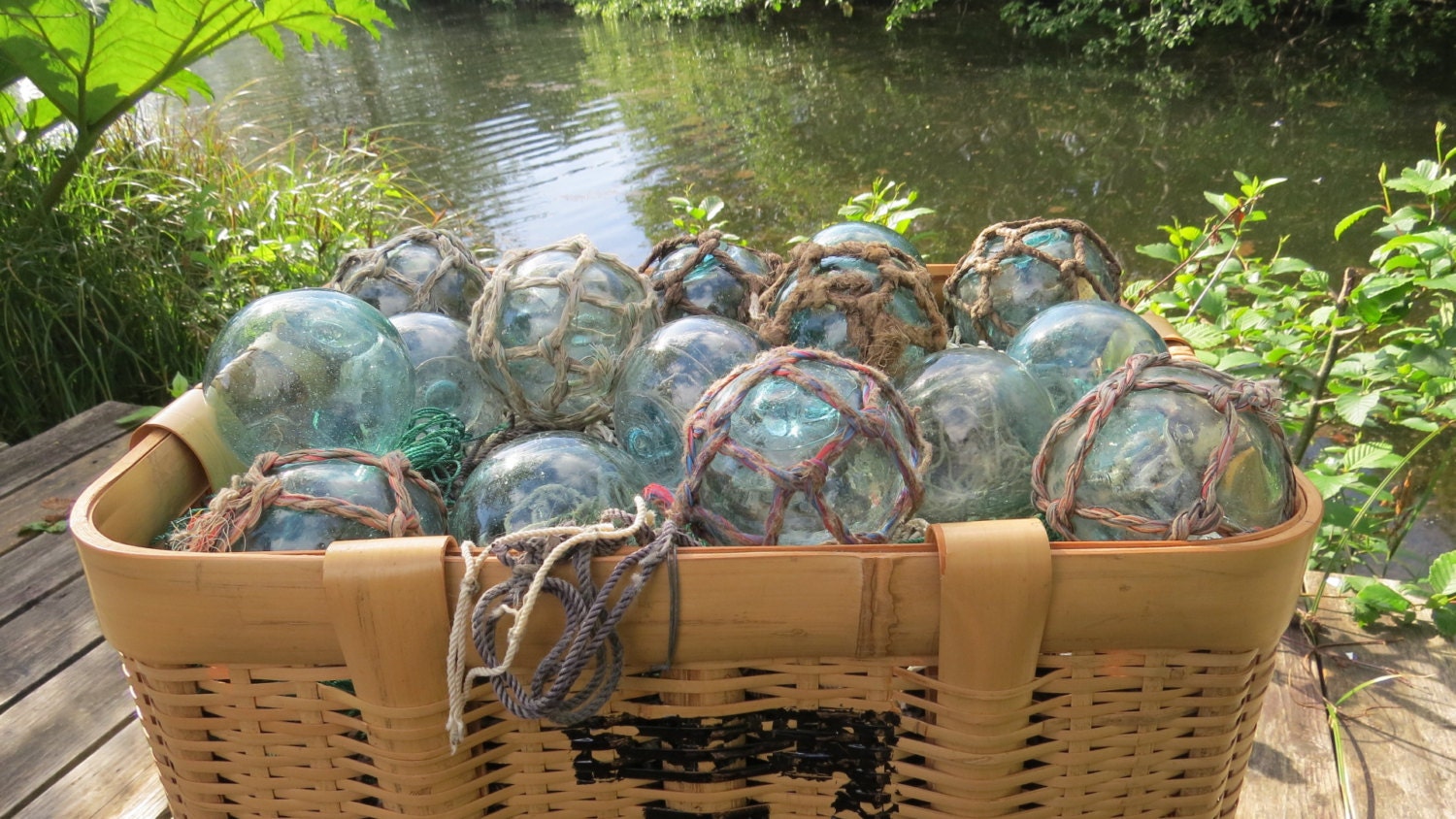 Japanese Glass Fishing FLOATS 3 Mixed Lot 16 Netted Un-netted