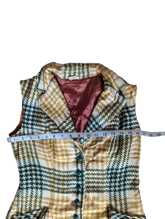 Vintage 60s Mod Plaid Wool Tunic Vest & Mini Skir… - image 9