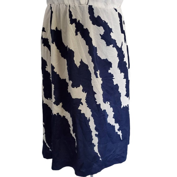 Vintage 70s Blue & White Scallop Edge Day Dress L - image 4